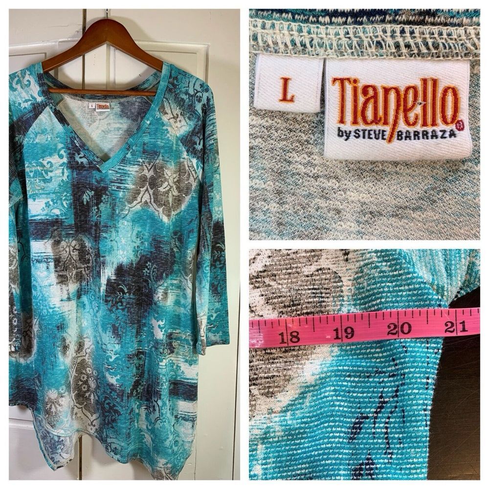 Tianello Toni Tunic‎ Womens Large Contemporary Lagenlook Asymmetric Handkerchief